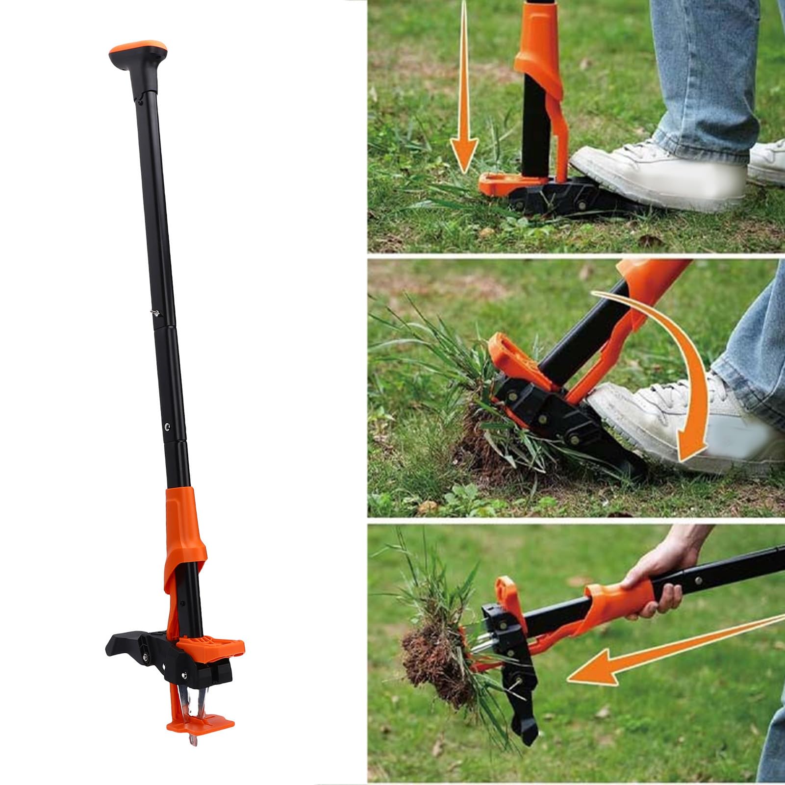 Cryfokt Stehendes Unkrautstecher-Werkzeug mit 4-Krallen-Design für Mühelose Unkrautentfernung in Gärten und Rasenflächen, Mn-Stahlkonstruktion, 1 Set