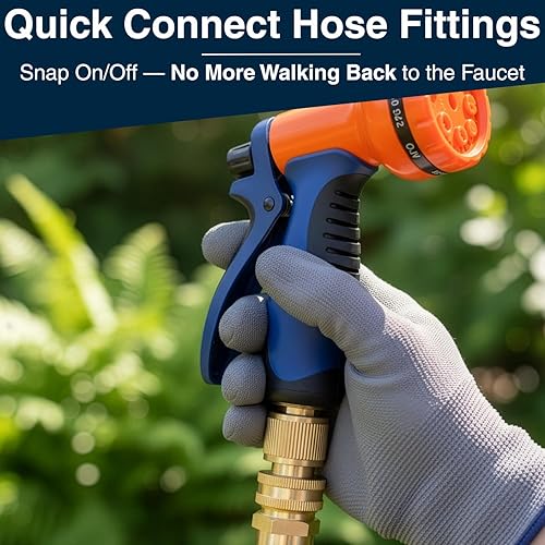 Miniatura 7 de Juego de manguera de jardín de latón de conexión rápida, conectores de manguera de latón macizo de 34 pulgadas con arandelas de goma a prueba de