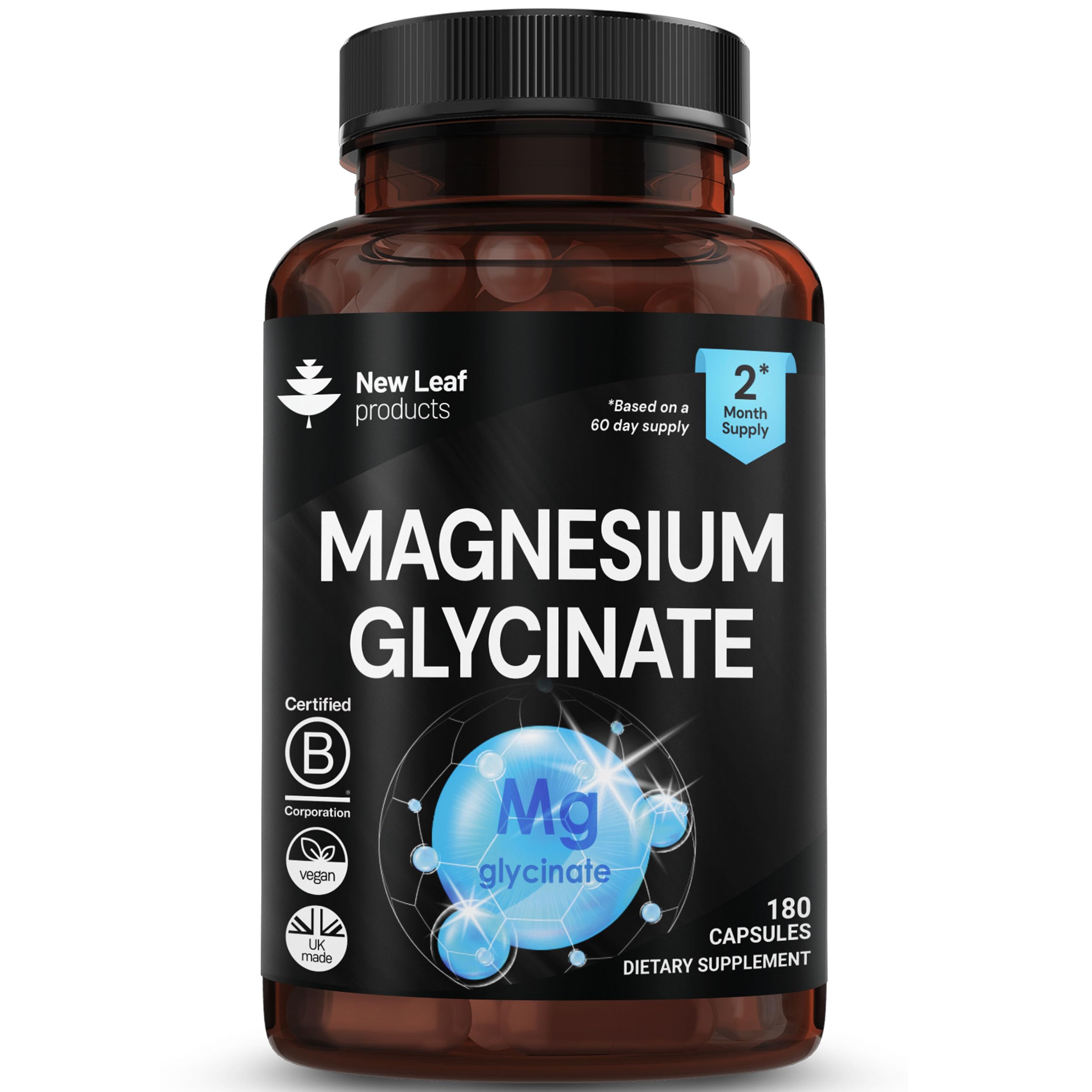 Magnesium Glycinate Supplements, Elemental 315mg Per Serving, 180 Capsules