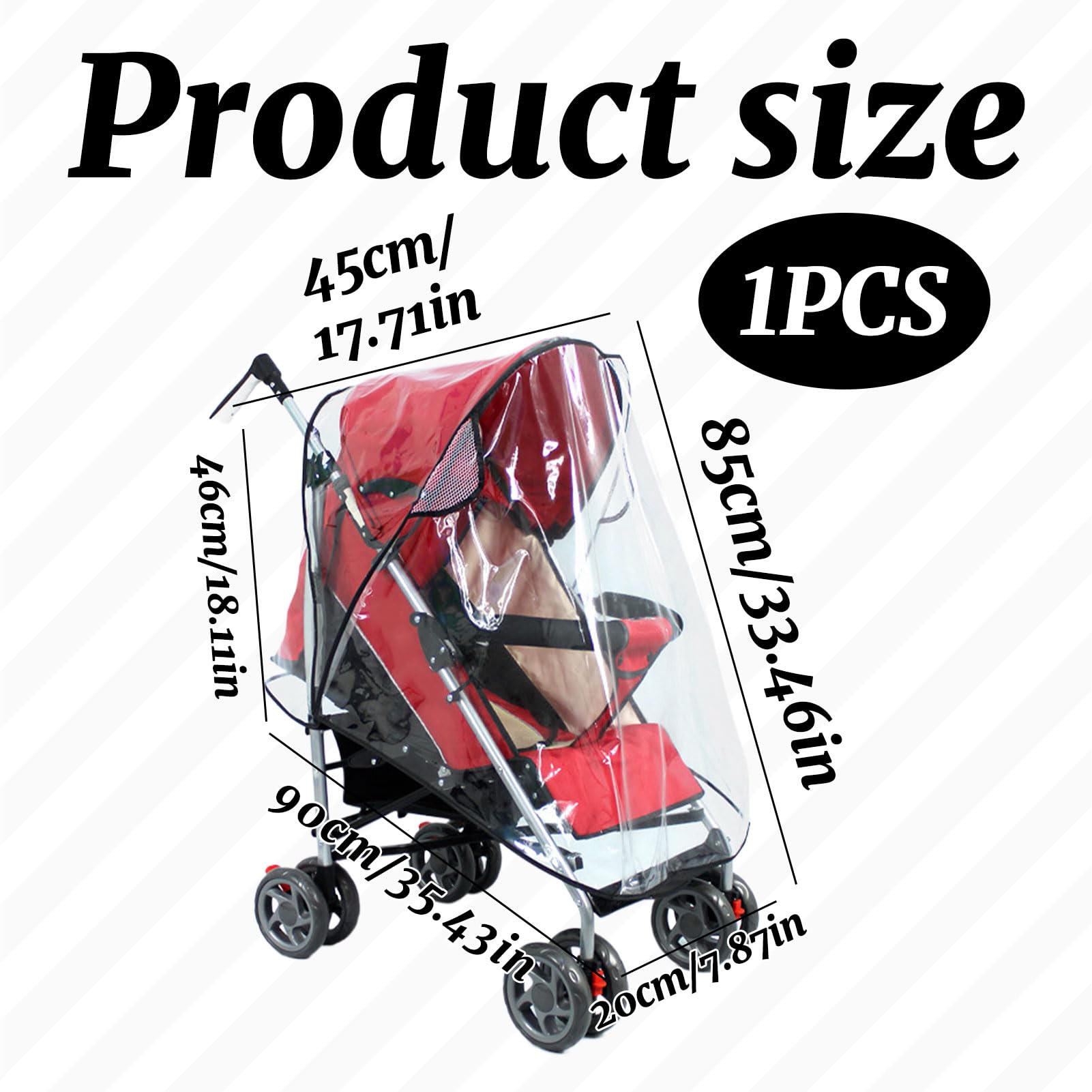 1 Pcs Universal Rain Cover for Stroller Universal Stroller Rain Cover Universal Rain Co ver for Pushchair Pram Rain Cov er Raincover Protect from Sun Snow Buggy Rain Cov er(Clear) - Image 2