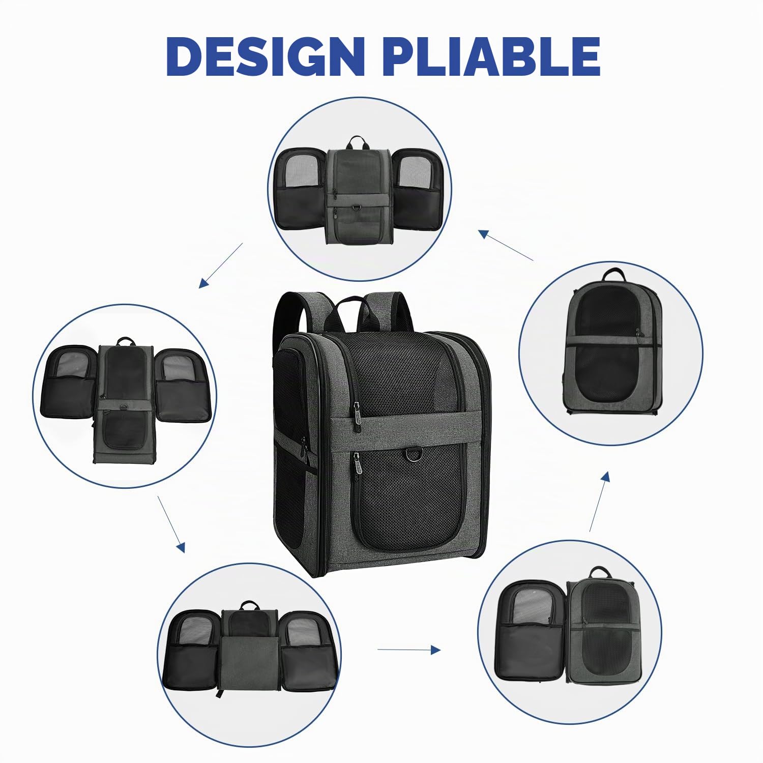 Apollo Walker Sac à Dos de Transport pour Chats et Chiens de Grande ou Petite Taille, Fonctions de sécurité et Soutien Dorsal rembourré | pour Voyage, randonnée, Utilisation en extérieur (Gris)
