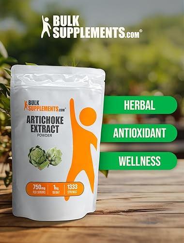 Miniatura 5 de BulkSupplements. com Extracto de alcachofa en polvo - Suplemento herbario, procedente de hoja de alcachofa y tallo - Sin gluten - 750 mg por