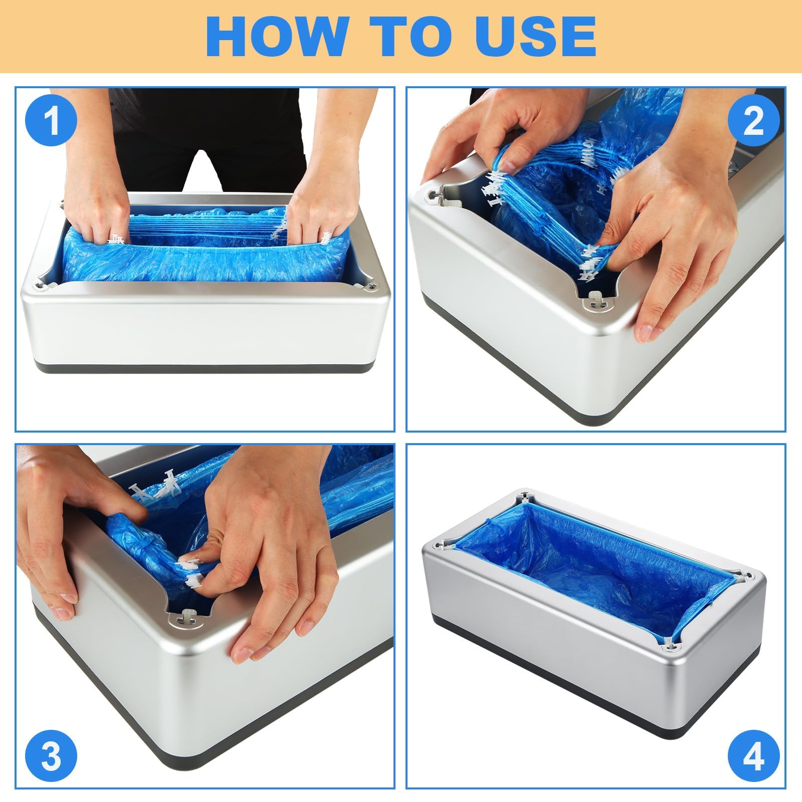 Dispenser automatico di copriscarpe con 200 copriscarpe usa e getta antiscivolo, portatile, per interni, casa, ufficio, adatto per la maggior parte delle scarpe