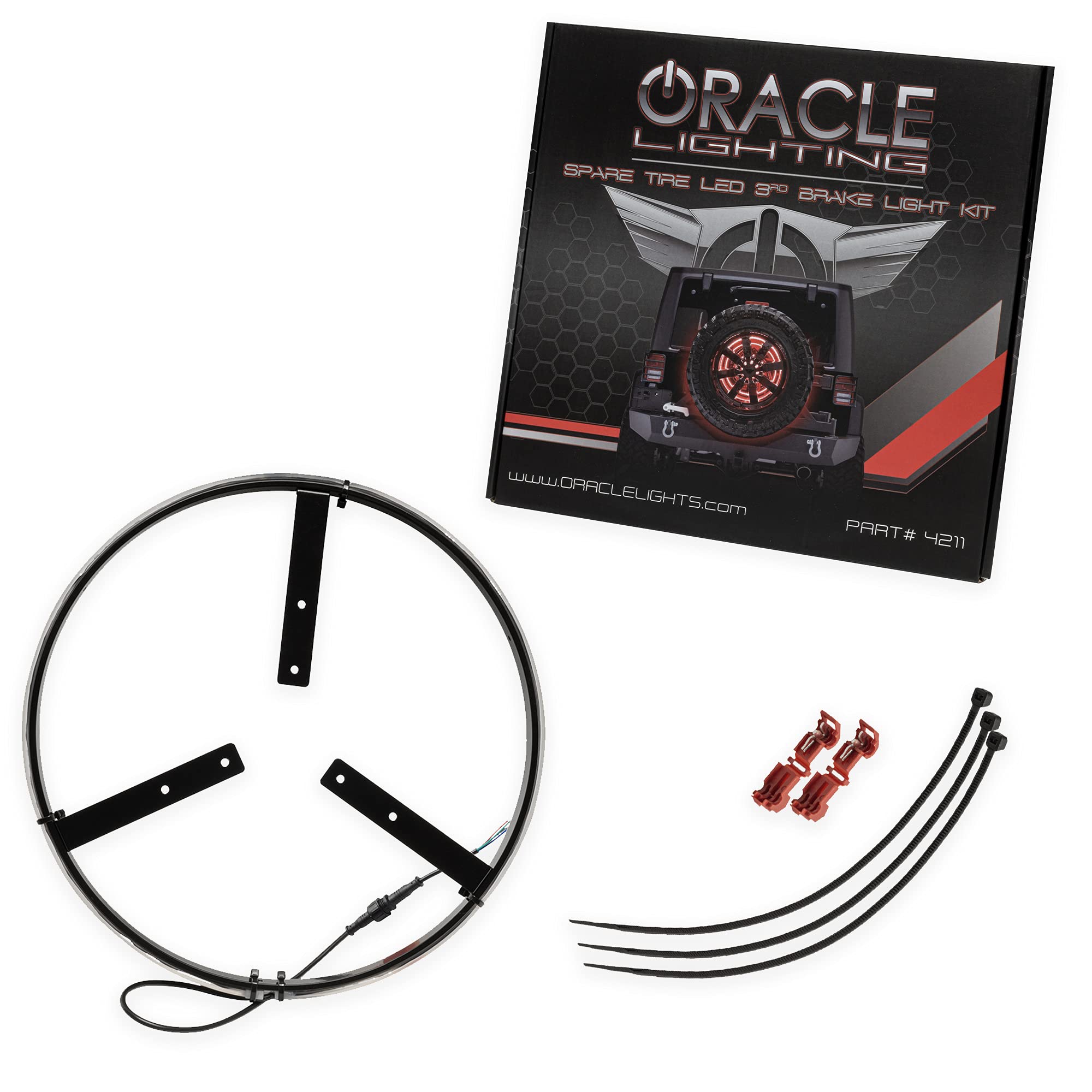 ORACLELIGHTING LED Wheel Ring Tail Light – (Red) Illuminated Spare Tire Third Brake Light