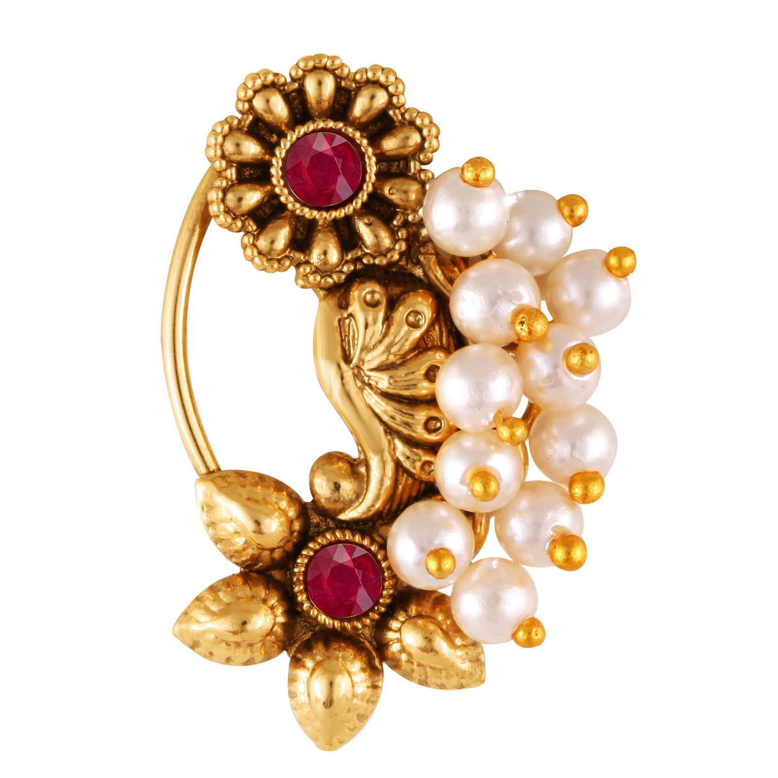 Vighnaharta Gold Plated with Pearl Alloy and Artificial stone Non Piercing Maharashtrian Nath Nathiya./ Nose Pin valentine day gift valentineday gift for her gift for him gift for women gift for women {VFJ1180NTH-Press-Red } (B0B5H283W4) Amazon Price History, Amazon Price Tracker