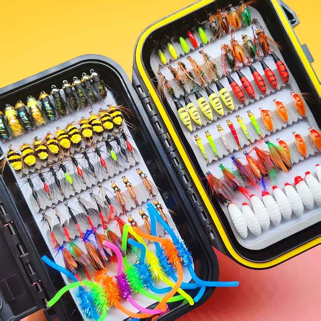 110Pcs/Box Fly Fishing Flies Kit Handmade Dry/Wet Flies Bionics Insect Lures for Trout Bass Salmon Perch