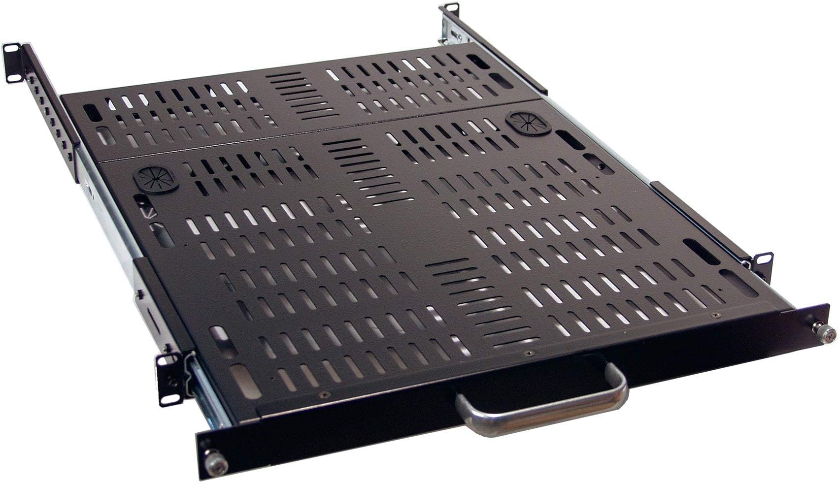 RSF1041BK11S4K2 1U 24" Deep Rackmount Ball Bearing Vented Sliding Shelf for Industrial Standard EIA310 19 inch 4 Post Server Rack