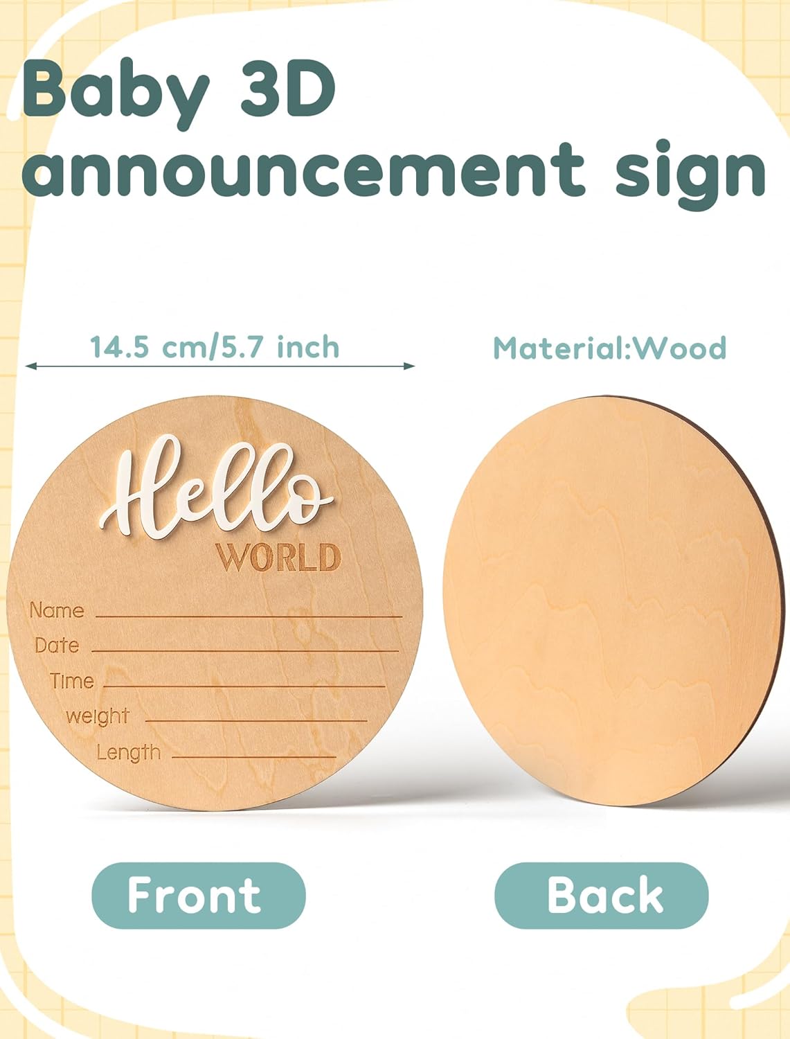 Baby Noah Newborn Knotted Gown, Ultra-Soft Silky Long Sleeve Sleeper, Unisex Coming Home Outfit Set With Wooden Name Sign - Image 6