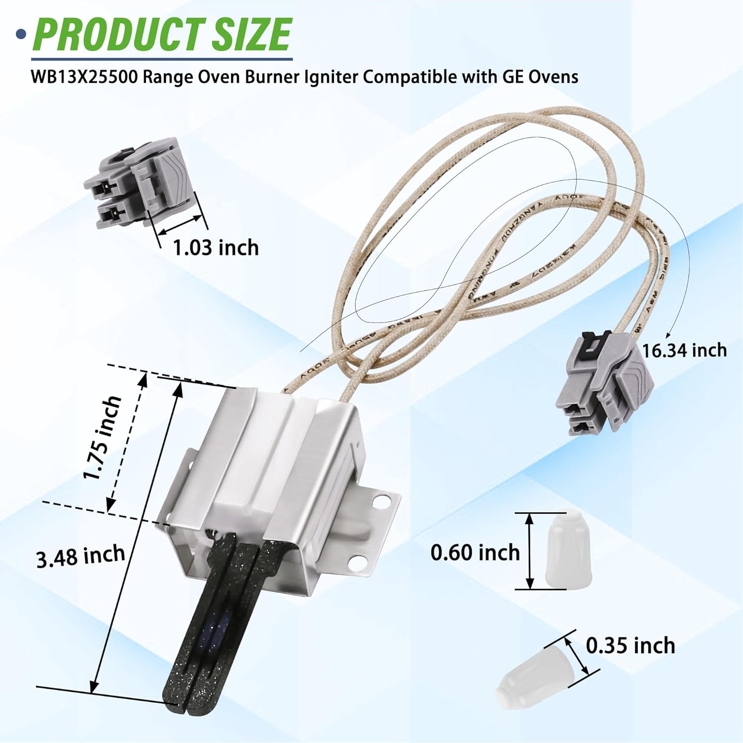 Range Gas Oven Glowbar Igniter Fit for GE Ovens JGB735SP1SS JGS760SEL2SS JGB700SEJ1SS JGB660DEJ2WW JGB660DEJ4BB JGB660DEJ4WW JGB660EEJ4ES JGB660SEJ3SS JGB700DEJ1BB JGB700EEJ1ES JGB700SEJ2SS