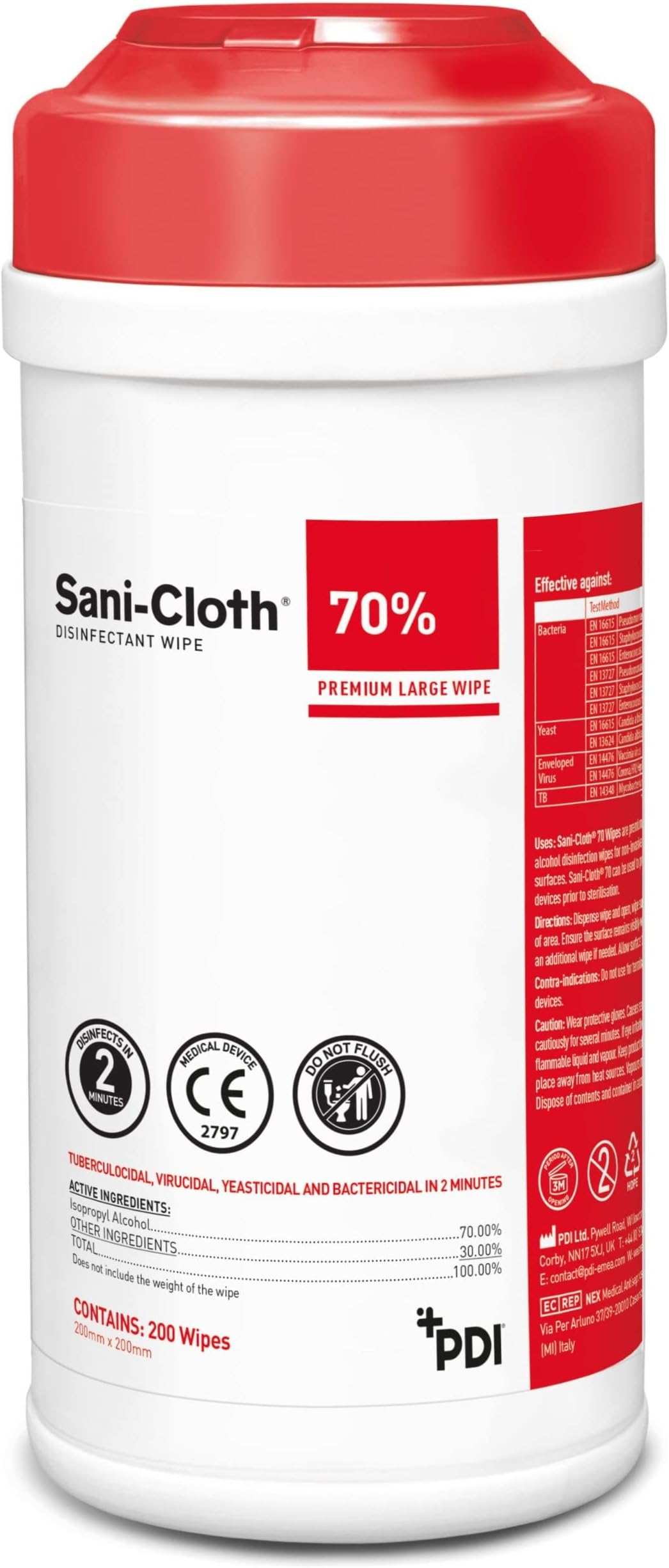 Sani-Cloth 70 Alcohol Wipes - 6 Packs (200 Wipes/Pack)