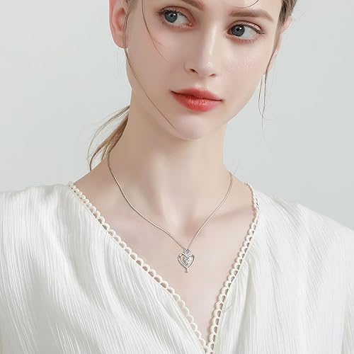 Miniatura 4 de Collares de corazón para mujer, plata de ley 925, chapado en oro rosa, chapado en oro blanco, collar de amor chapado en oro de 14 quilates para