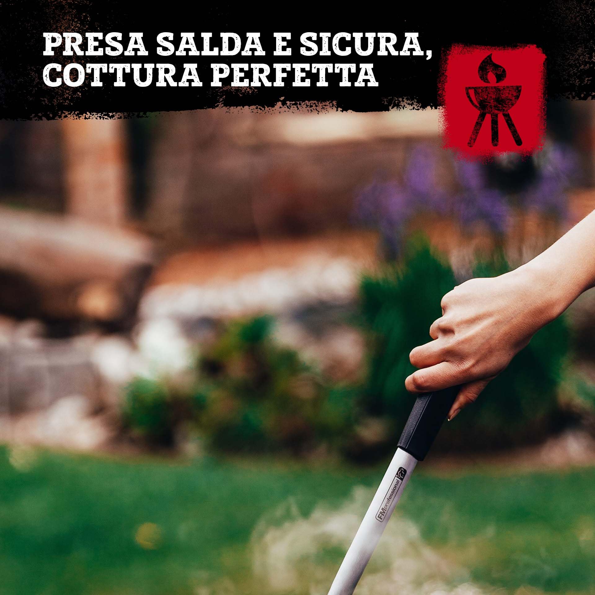 FMprofessional Set di utensili per barbecue e grigliate, forchettone, paletta forata e pinza multiuso forata, utensili per BBQ resistenti alle alte temperature, lavabili in lavastoviglie