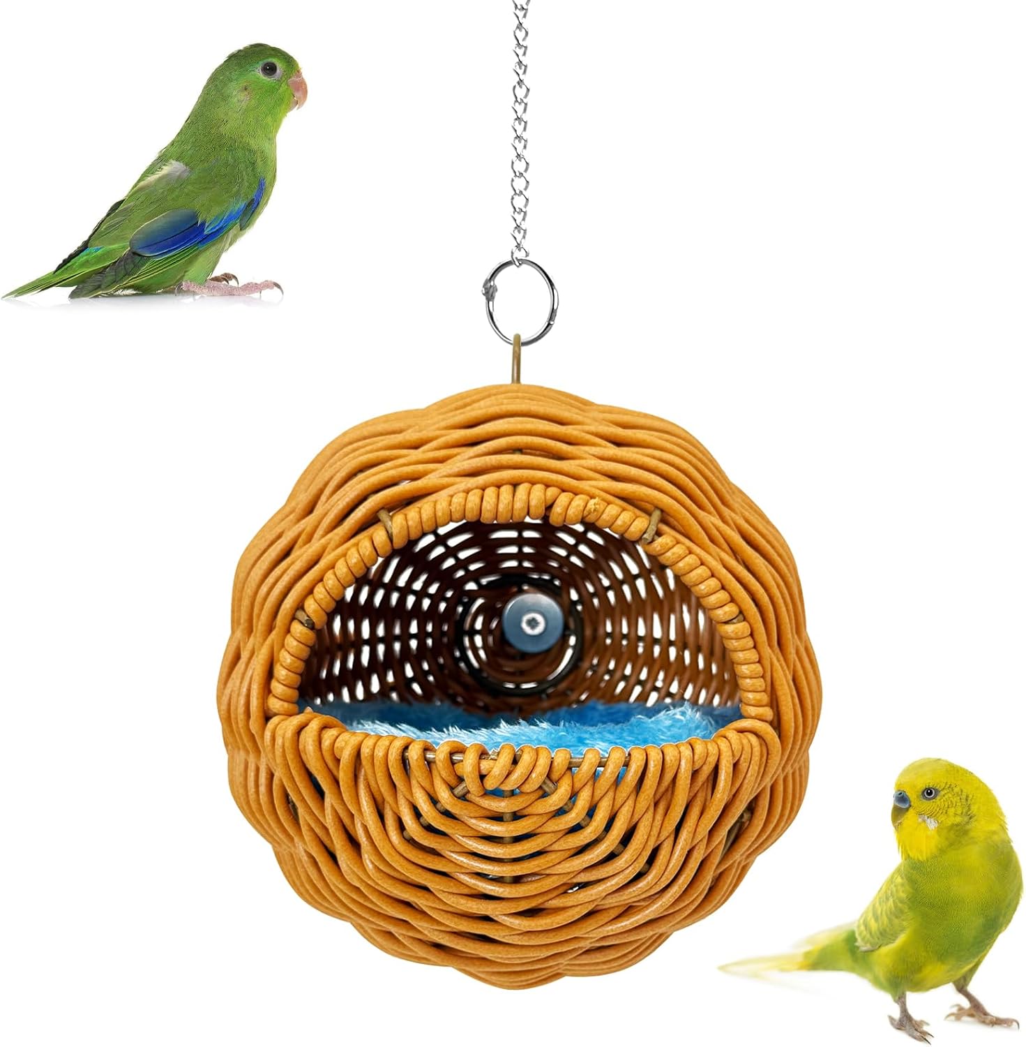 BNOSDM Bird Nest with Soft Pad Small Parrot Bed Brown G-Hole Hanging