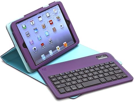 Aduro 4.5165G FACIO Case with Bluetooth Removable Keyboard for Apple iPad Mini Purple/Turquoise