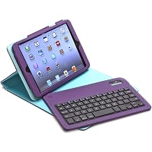 Aduro 4.5165G FACIO Case with Bluetooth Removable Keyboard for Apple iPad Mini Purple/Turquoise