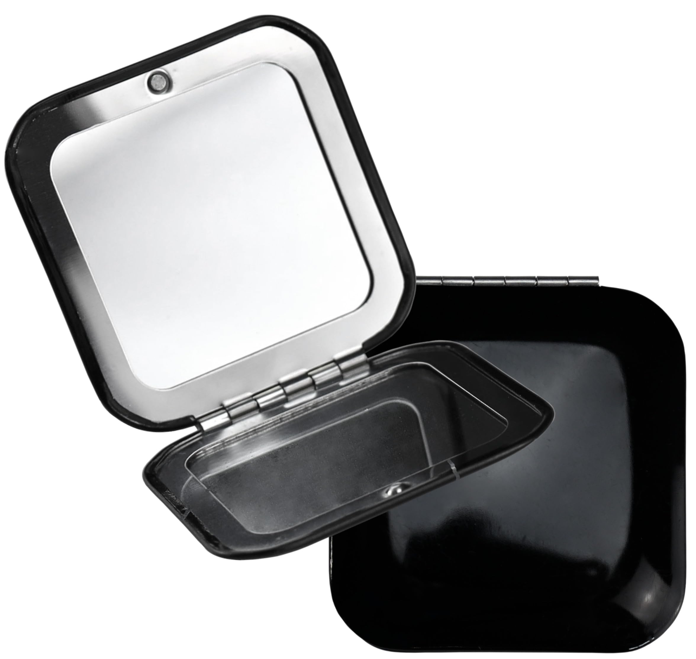 Iconikal Espejo compacto de metal de aumento 1X/3X, negro, paquete de 2
