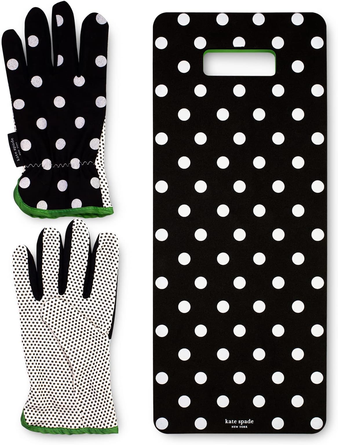 Kate Spade New YorkKate Spade New York Garden Kneeler and Gardening Gloves for Women, Cute Garden Tool Set with Thick Kneeling Pad and Yard Gloves, Picture Dot