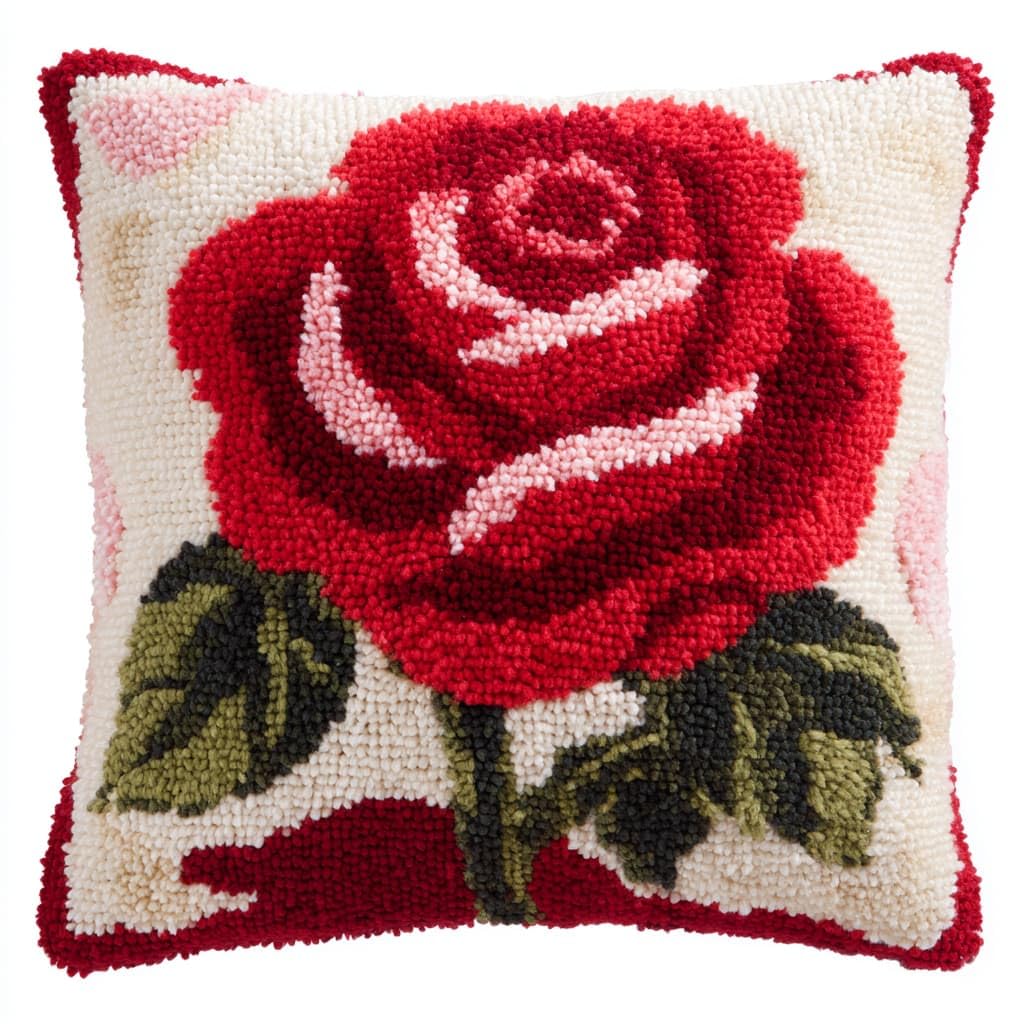WallustrioaW Latch Hook Cushion Kit for Adults Beginners,Roses