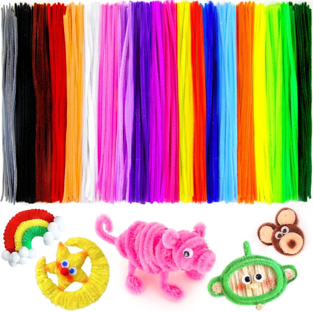 100Pcs Pipe Cleaners Craft Set | Chenille Stem Fuzzy Sticks DIY Craft Supplies for Art Projects Activities, Decorations, Flower Making, Modeling & Sculpting 100Pcs (Red) — Amazon image 11