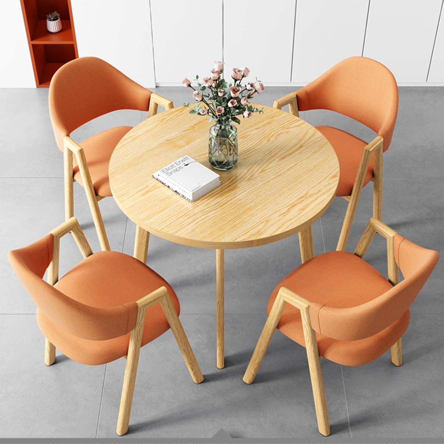 Reception Table and Chairs, Office Reception Conference Round Table, Small Conference Room Tables, Simple Office Table Furniture Table and Chair Set Save Space (Khaki One Size)