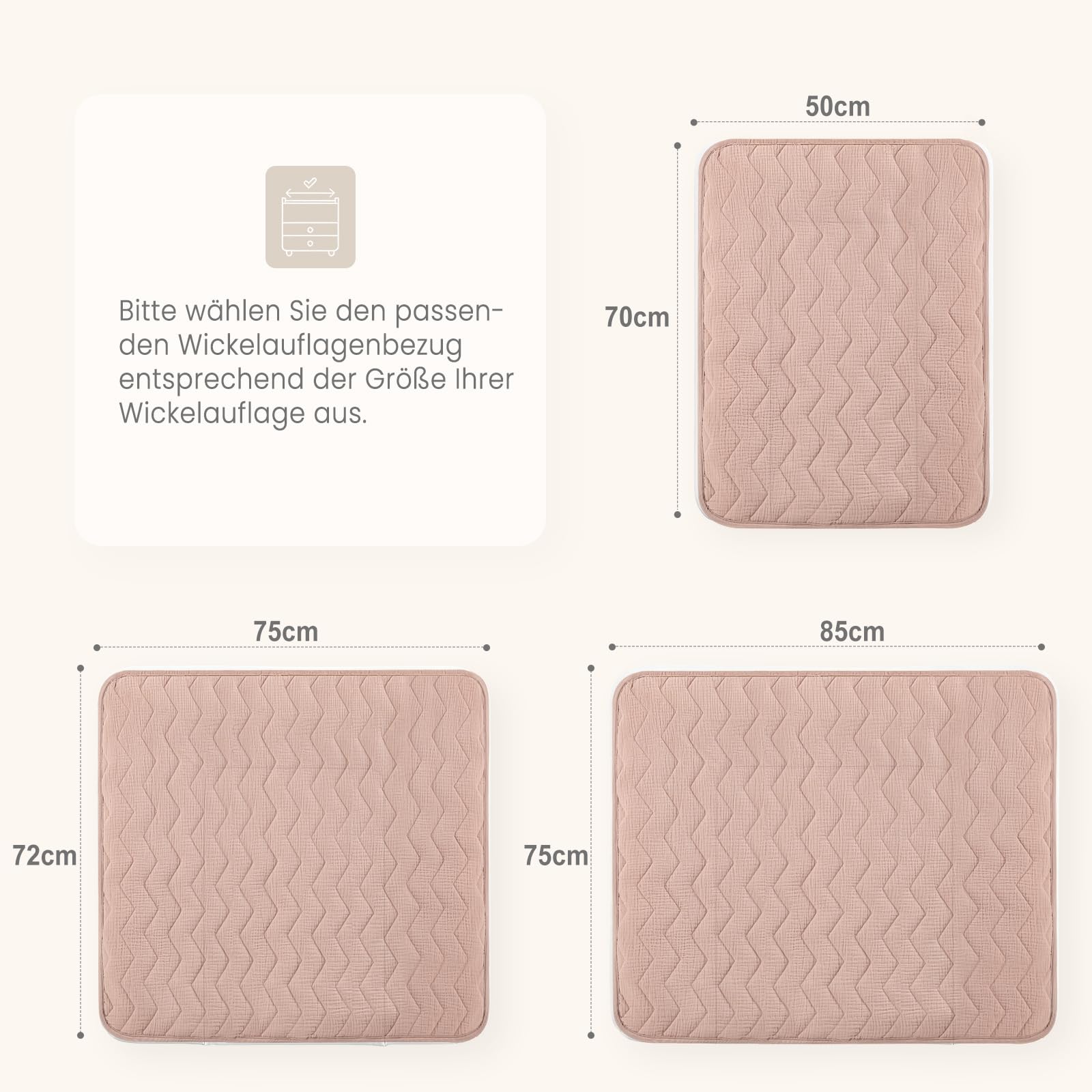 lulumoon Wickelauflagenbezug für Wickelauflage 75x85cm: Musselin Baumwolle mit hoher Saugfähigkeit – Auslaufsichere Rückseite – waschbarer Wickelauflage für Baby, 2 Pack