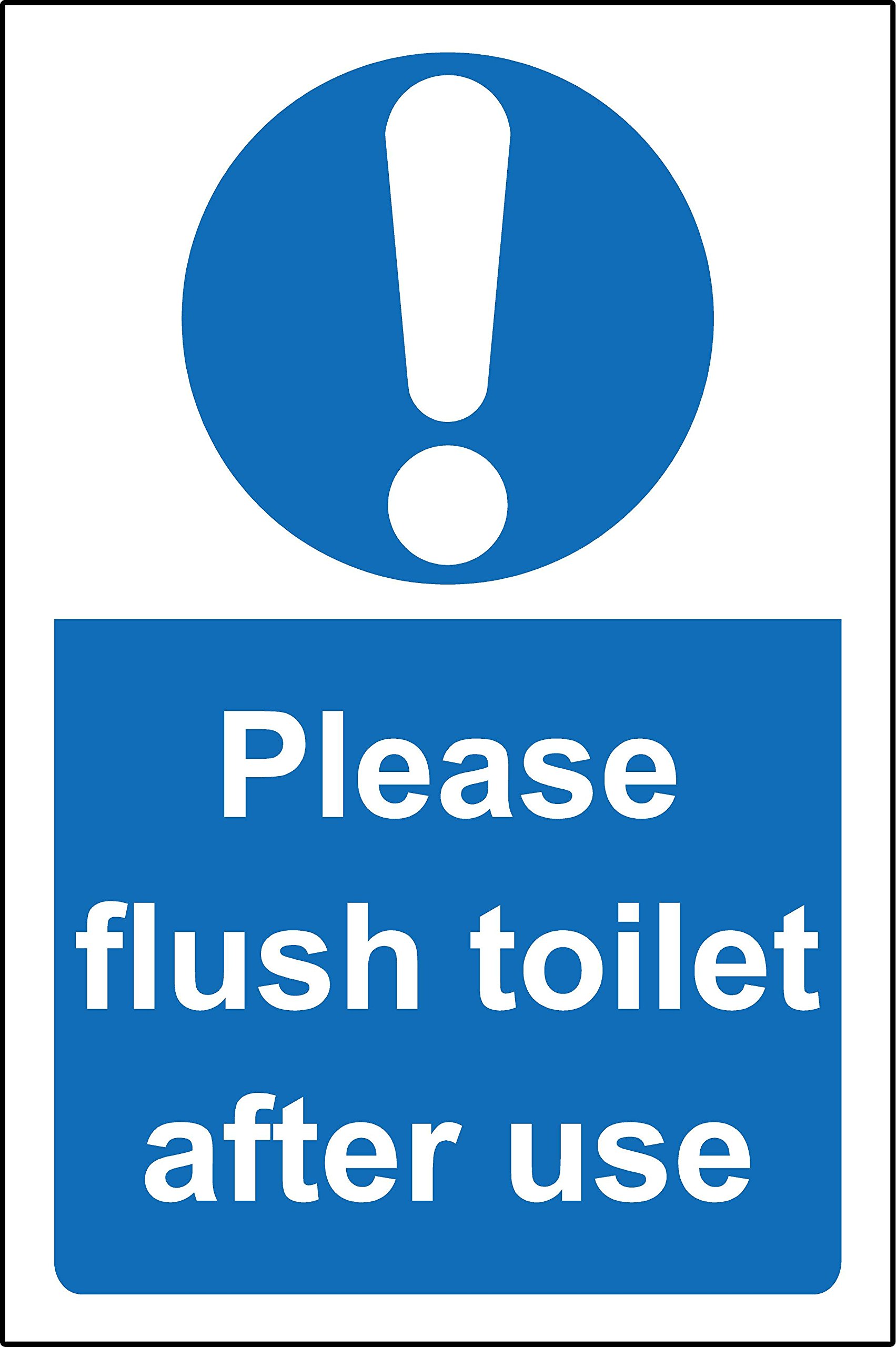 Please flush toilet after use Safety sign - Self adhesive sticker 200mm x 150mm