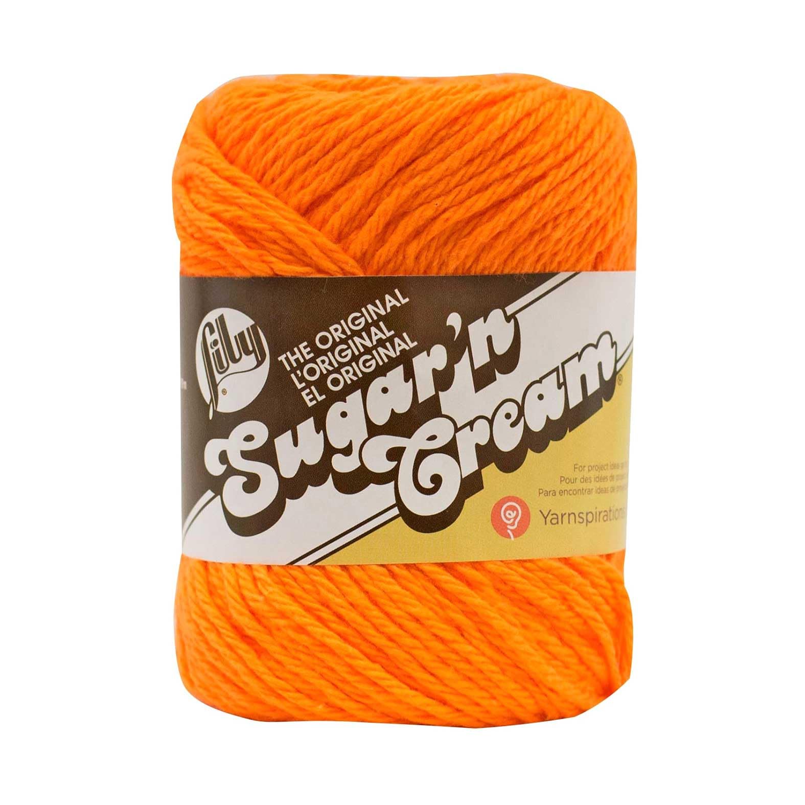 Lily 10200101628 Sugar 'N Cream The Original Solid Yarn, 2.5oz, Medium 4 Gauge, 100% Cotton - Hot Orange - Machine Wash & Dry