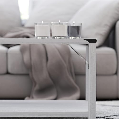 Miniatura 24 de Merrick Lane Green River Mesa de centro – Diseño moderno de granja – Acentos de acero con recubrimiento en polvo – Madera de ingeniería resistente a