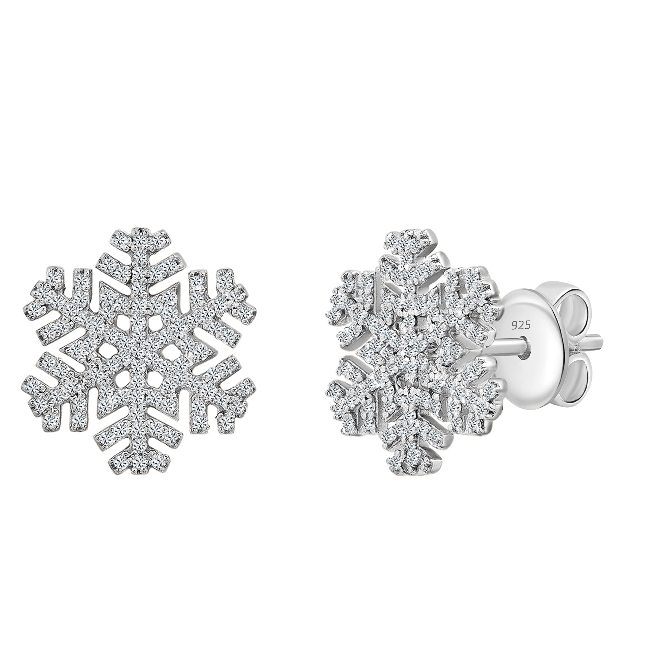 Dazzlingrock Collection 0.35 Carat (ctw) Round White Diamond Snowflake Stud Earrings for Women in 925 Sterling Silver in Push Back