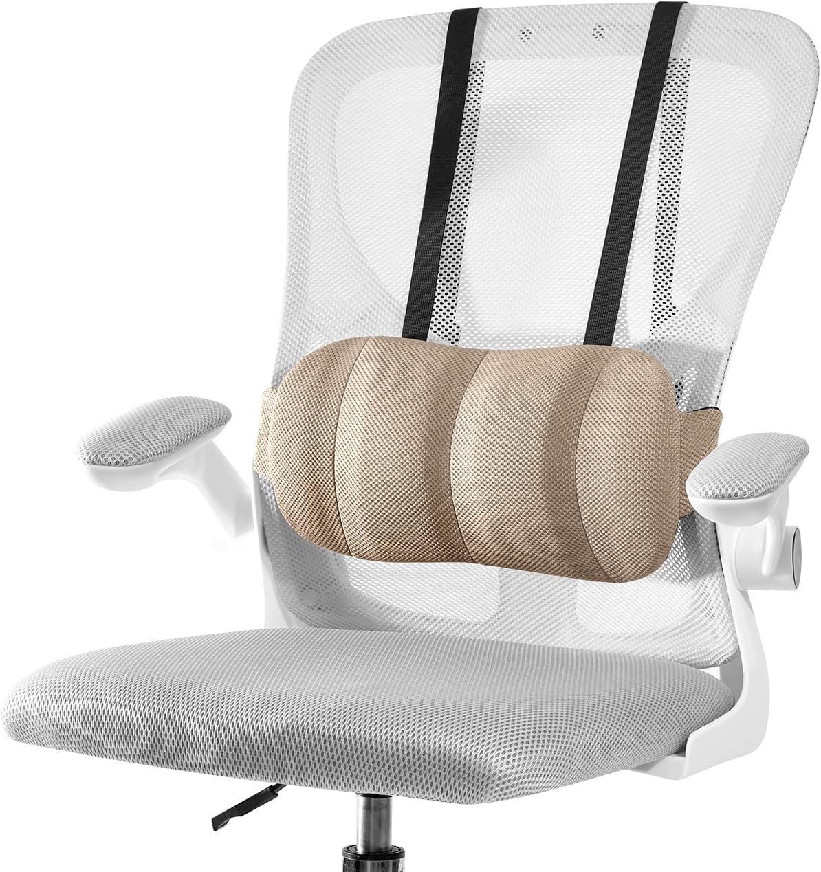 Lumbar Support Pillow for Office Chair and Car,Back Support for Office Chair Cushion,Adjustable Straps Securely Fixed Car Lumbar Support Pillow (Black, for Office Chiar)