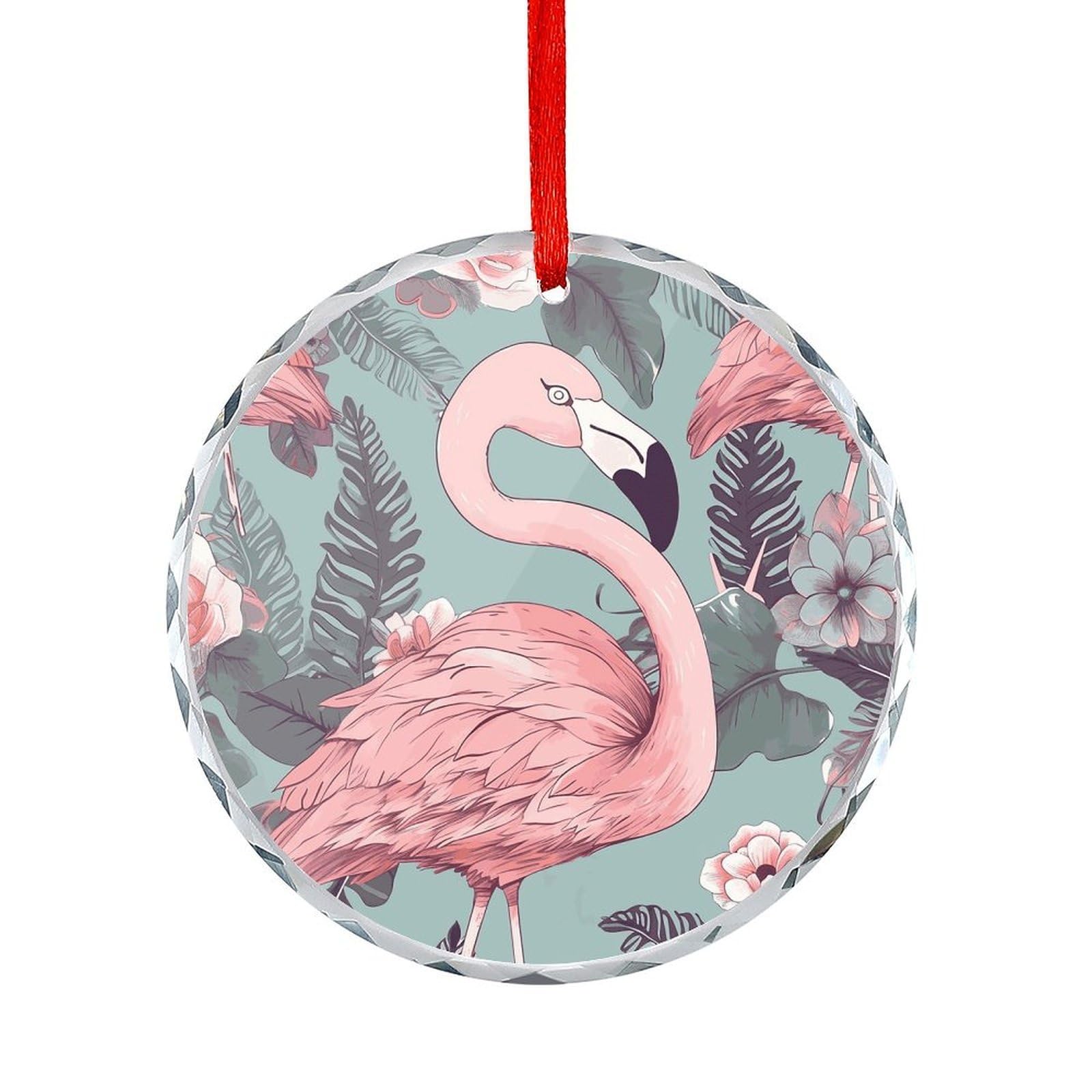 Fodpand Women's Style Flamingo2 Round Glass Ornament Keepsake Gift Exchange Ideas Car Decor,Christmas Ornaments For Tree Window Garden Ornaments