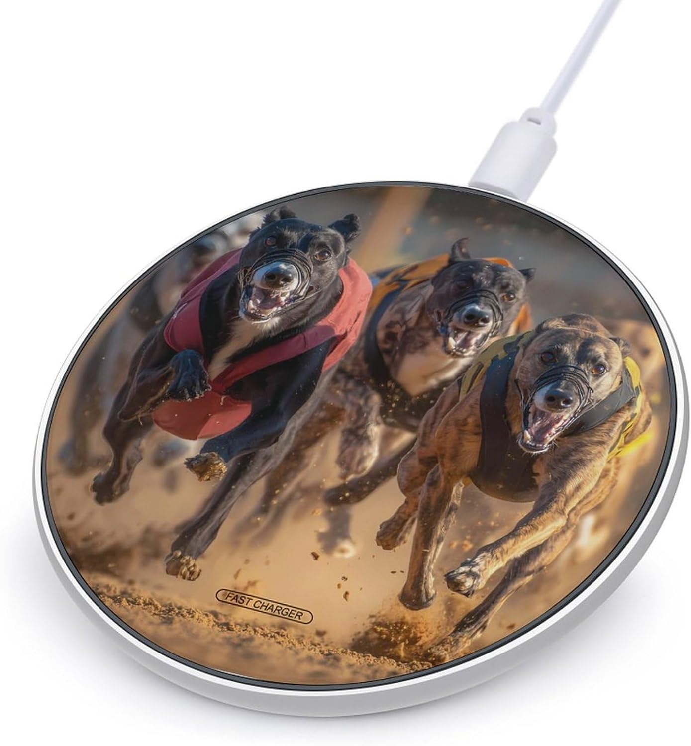Dog Racing Novelty Wireless Charger Funny 10W Fast Charging Pad Mat for Cell Phone