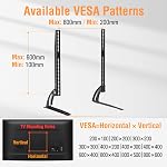 ELIVED Universal Table Top TV Stand for Most 32 to 70 inch LCD LED Plasma Flat Screen TVs, TV Base Height Adjustable Leg Stand Holds up to 88 lbs, VESA up to 800x600mm, YD1024