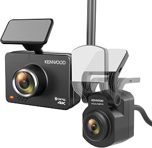 Kenwood DRV-A610WDP 2-Channel Compact 4K HD Dash Camera with 2" Display, Wi-Fi, and GPS — Includes Rear-View Cam