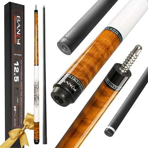 Miniatura 10 de Banly Carbon Fiber Pool Cue Stick 12.5mm Time Crystal Tip, Low Deflection Pool Cue Professional Billiard Cue Sticks with Gift Box 1-Linggas