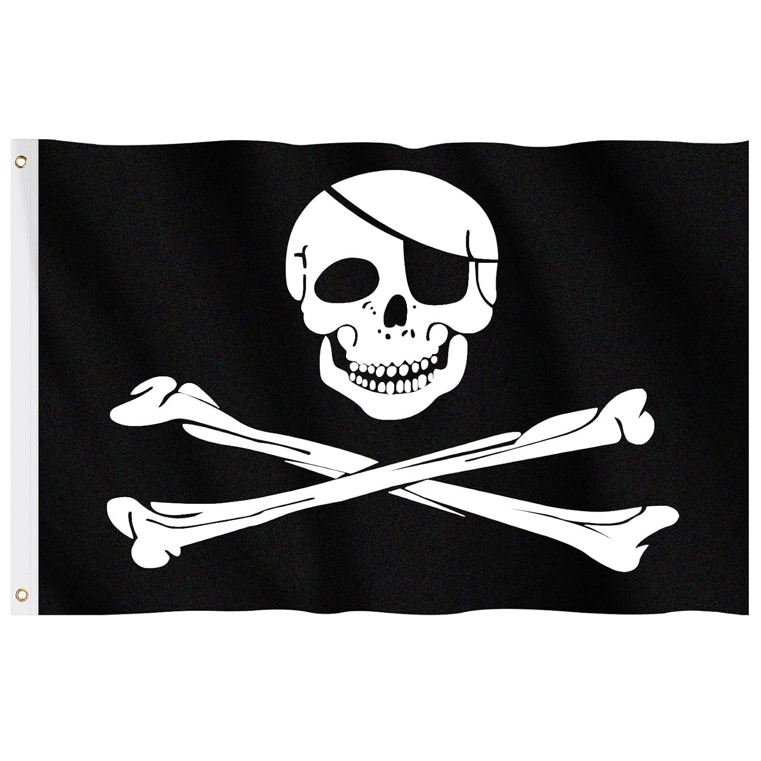 Pirate Flag, Hianjoo Jolly Roger Skull Flag 5ft x 3ft with Metal ...