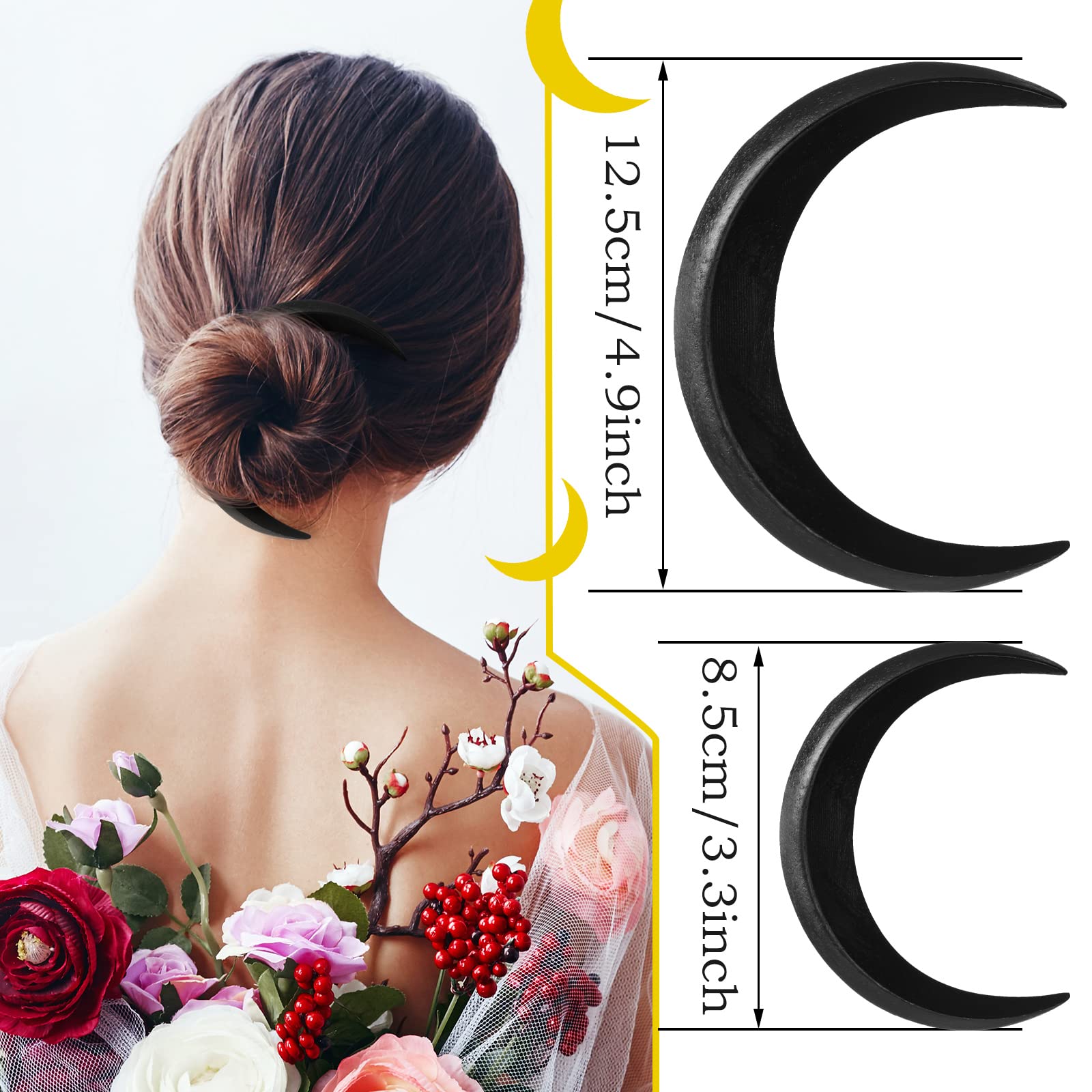 Amazon.com : 2 Pcs Moon Hair Fork for Women Hand Carved Crescent