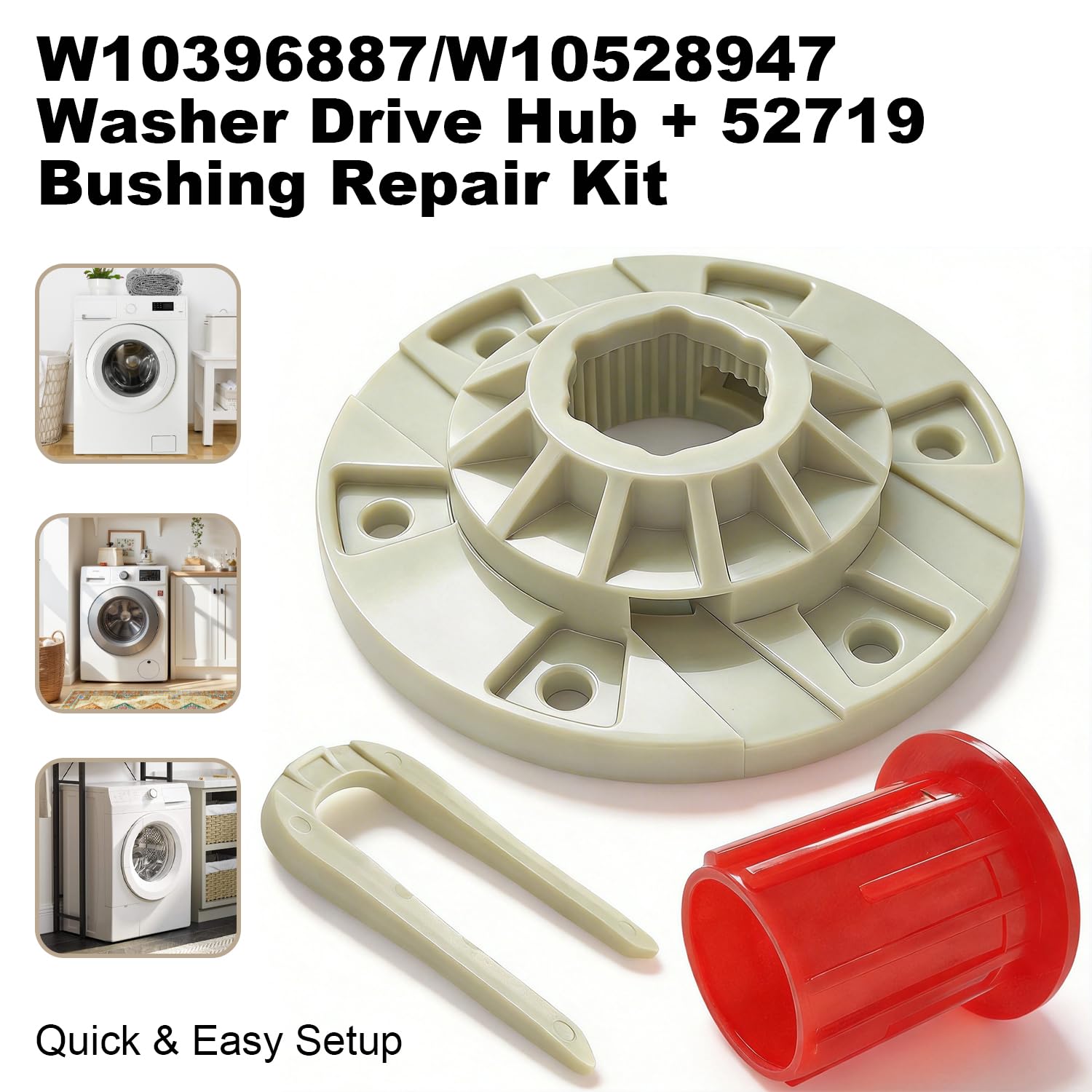 W10528947 Washer Drive Hub Kit & 52719 Basket Bushing Replacement Parts