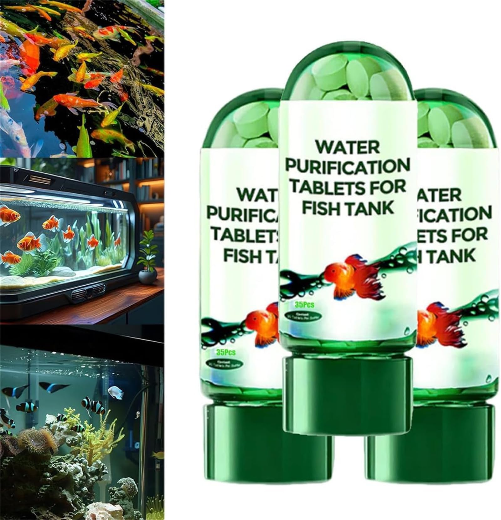 Powerful Aquarium Water Purification Tablet, Water Purification Tablets, Fast-Acting Fish Tank Cleaner, Remove All Kinds of Turbidity from Fish Tank Wate, Improve Water Quality (3Pcs)
