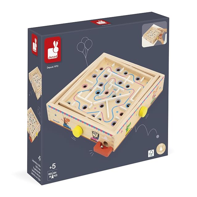 Foto 7 de 7 de Janod Juego Laberinto de Madera para Niños y Adultos - Juguete Tradicional - Carrera de Canicas