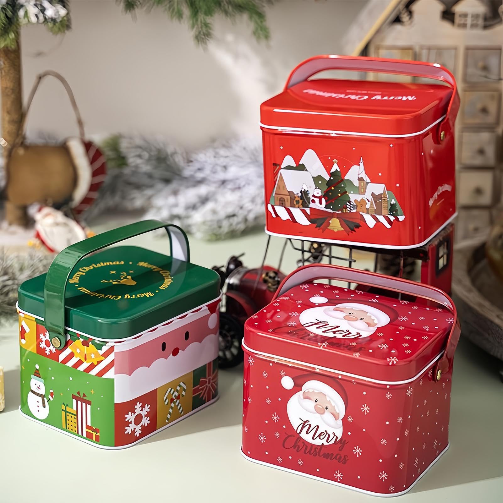 Lattine Biscotti Di Natale 6 Pezzi in Metallo per Natale Riutilizzabile | Contenitori Per Dolciumi In Lattine Festive per Bambini Famiglia Torta Spuntino Lavoretti Cioccolato Regalini per Feste Va