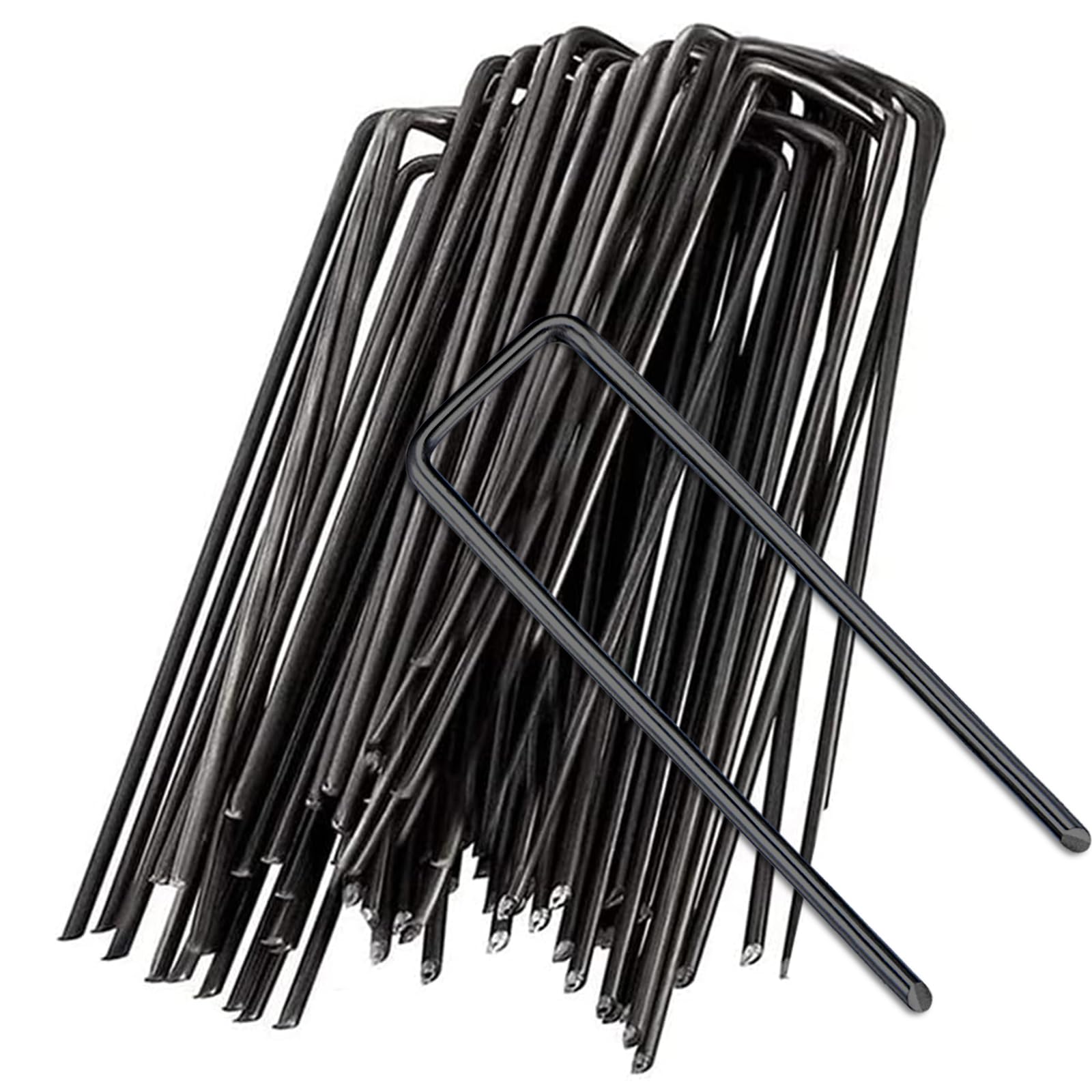 AKOFIC50 Pack Garden Pegs, U-Shaped Artificial Grass Pins, Landscape Ground Stakes Fake Grass Nails Spikes, Garden Staples for Weed Control Fabric Barrier, Tent, Fence, Garden Netting, 150mm/ 6 inch