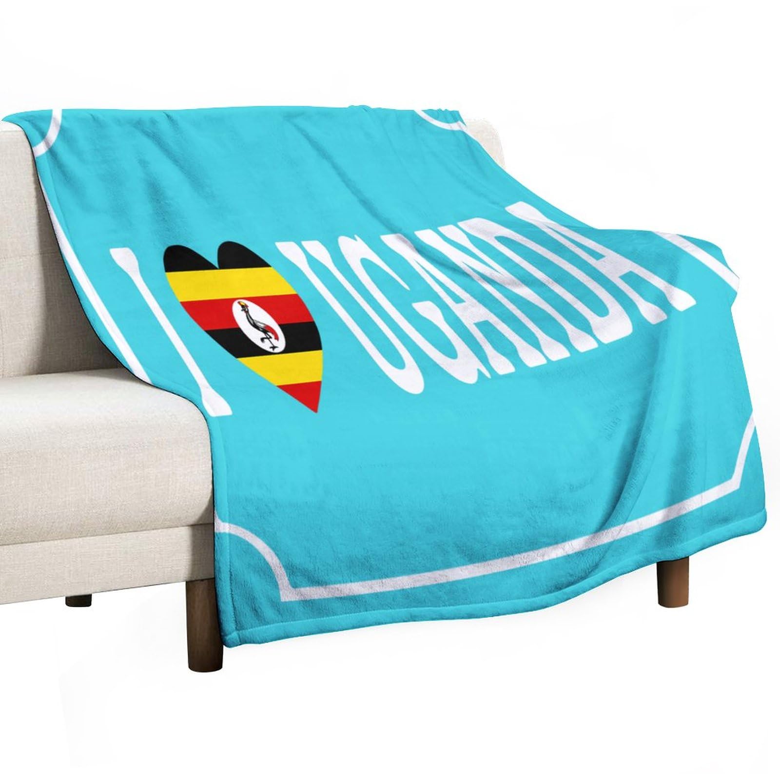 Couverture en peluche douce cadeau I Love Uganda original pour fils mari et petit ami