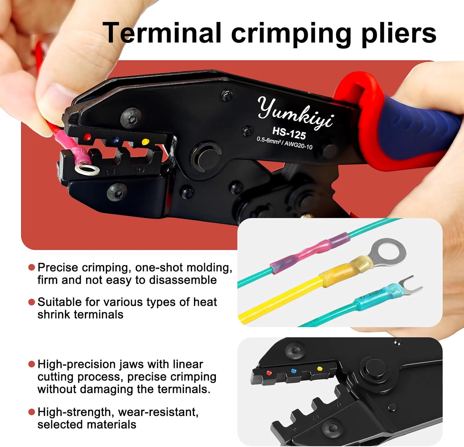 Crimping Tool For Heat Shrink Connectors- Perfect for Home, Boat and Automotive Wiring-Ratcheting Wire Crimpers,Works with AWG20-10 Waterproof Connectors