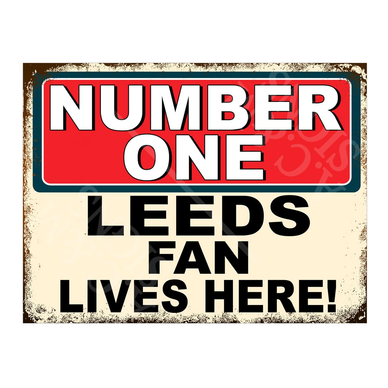 Metal Sign Plaque Leeds Fan Lives Here Football Poster, 10x8in 7104