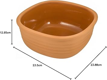 Römertopf Multi-Purpose Roasting Dish Square Made of Natural Clay 2 Litres Approx. 23 x 23 x 16.5 cm Ceramic Roasting Dish for 4 People Fat-Free Cooking in the Oven for Casseroles Bread and Roasting