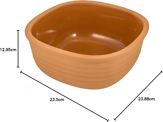 Römertopf Multi-Purpose Roasting Dish Square Made of Natural Clay 2 Litres Approx. 23 x 23 x 16.5 cm Ceramic Roasting Dish for 4 People Fat-Free Cooking in the Oven for Casseroles Bread and Roasting