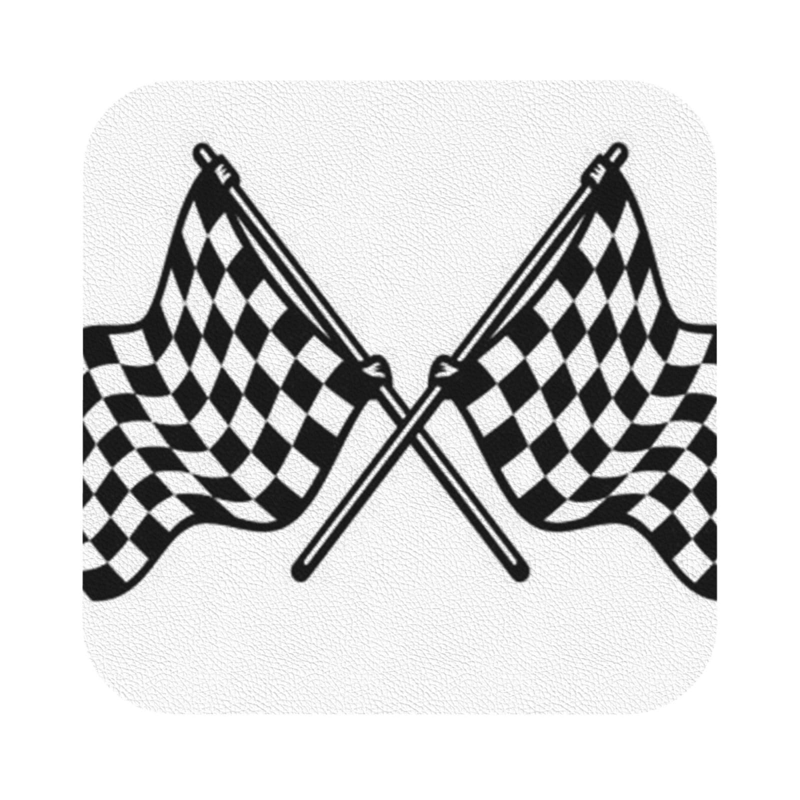 Checkered Flags Race Flag PU Leather Coasters Set of 6 Square Drink Coasters