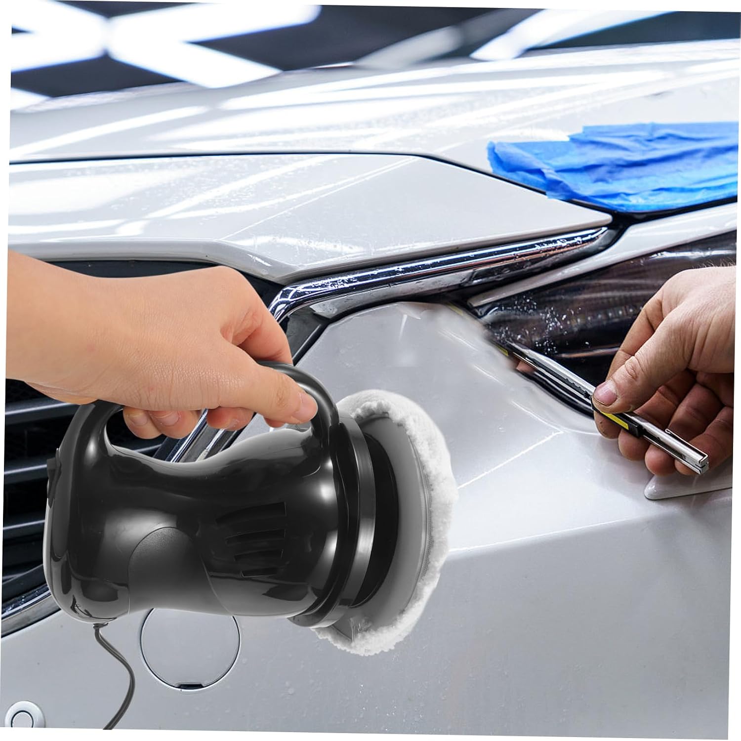 ABOOFAN 12V Car Polisher Waxing Machine Kit Portable Car Buffer Detachable Handle for Easy Waxing and Polishing and Boats