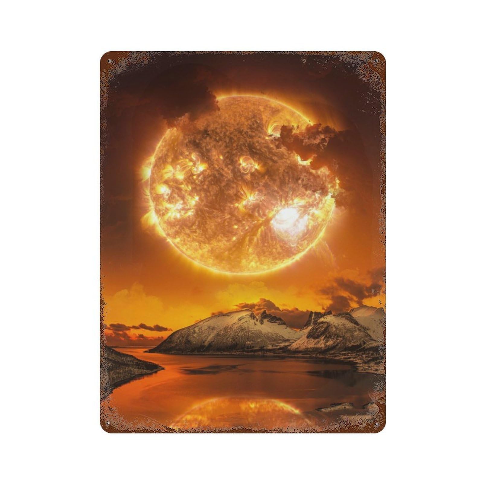 Sunfall Rusty Metal Tin Sign 15.7"x11.8", for Basement, Hobby Room And Garage Decor, Retro Wall Decor